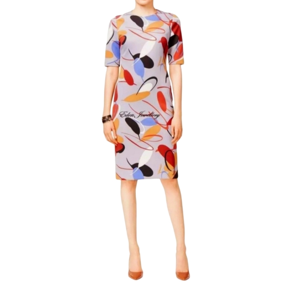 Anne Klein mod print Scuba dress.